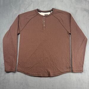 Buffalo David Bitton Henley Shirt Men's Large Brown Long Sleeve Thermal Outdoor
